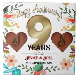 Azulejo Regalo personalizado del noveno aniversario