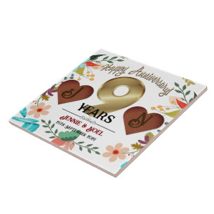 Azulejo Regalo personalizado del noveno aniversario