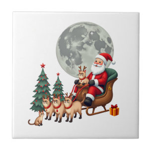 Azulejo Regalos de Navidad de Reno Siamés para Amantes de