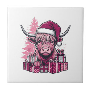 Azulejo Regalos de Navidad de Vaca de las Tierras Altas Ro