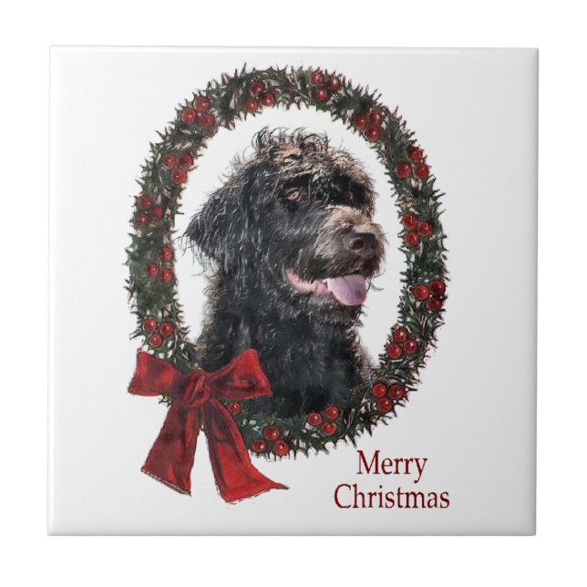 Azulejo Regalos de Navidades de Labradoodle (Frente)