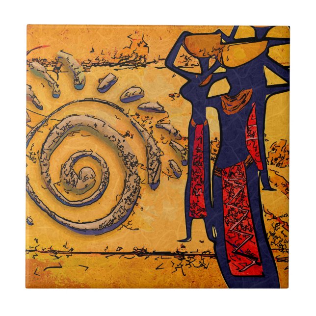 Azulejo Regalos retros del estilo del vintage de África (Frente)