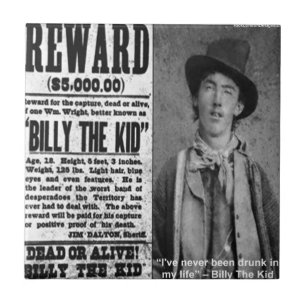 Azulejo Regalos y camisetas de Billy The Kid buscado vivo