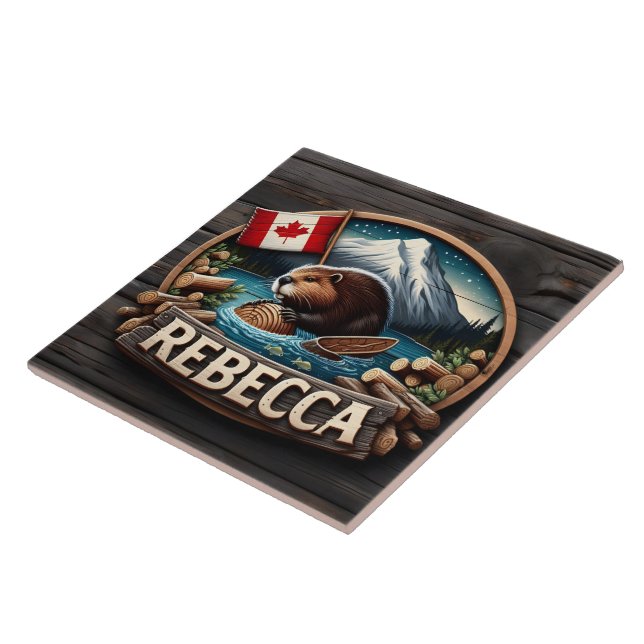 Azulejo Registro de castores canadienses por bandera canad (Lado)