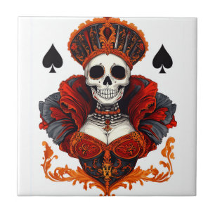 Azulejo Reina de Espadas Calavera