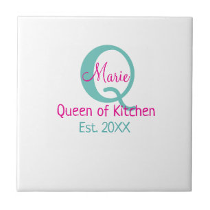 Azulejo Reina de la cocina monograma minimo verde rosa sim