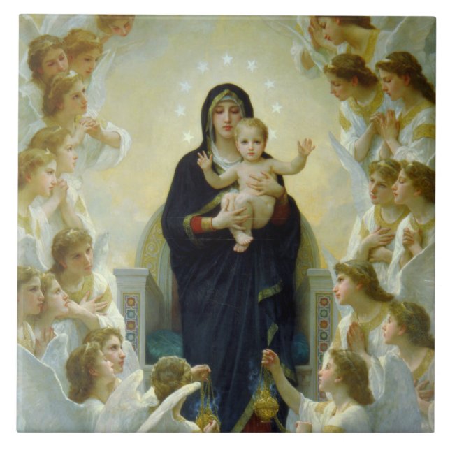 Azulejo Reina de los ángeles (por Bouguereau) (Frente)