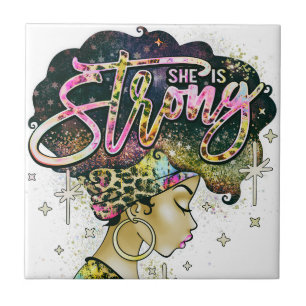 Azulejo Reina negra Melanin Mujer de piel marrón Sista Mag