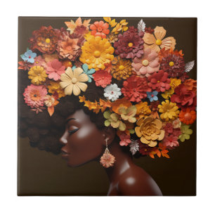 Azulejo Reina negra sista Melanin Mujer Chica negra Magia