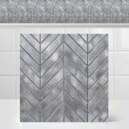 Azulejo Rejilla de plata Chevron de zinc lavado con ácido
