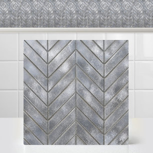 Azulejo Rejilla de plata Chevron de zinc lavado con ácido 