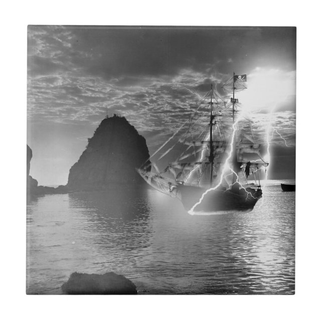 Azulejo Relámpago de la isla de Catalina del barco pirata (Frente)