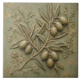 Azulejo Relieve Falso Botánico de Olivar Rústico