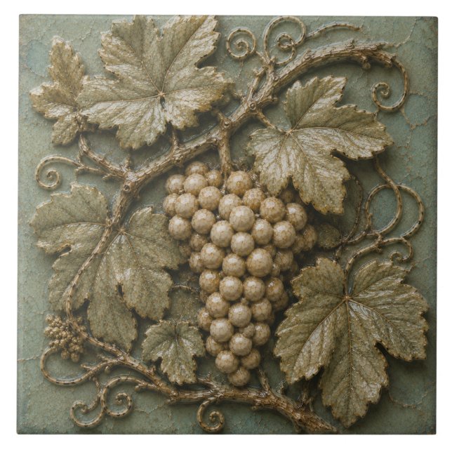 Azulejo Relieve Falso de Viñedo de Parra Antiguo (Frente)