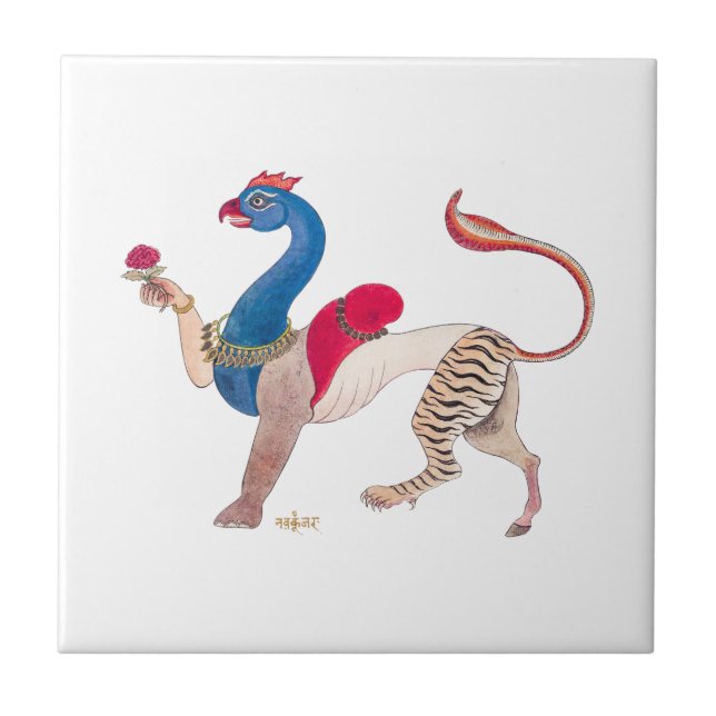 Azulejo religi de pintura india de Navagunjara Krishna (Frente)