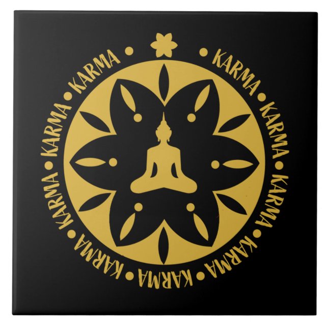 Azulejo Religión budista de Karma - Budismo Seis saltos (Frente)