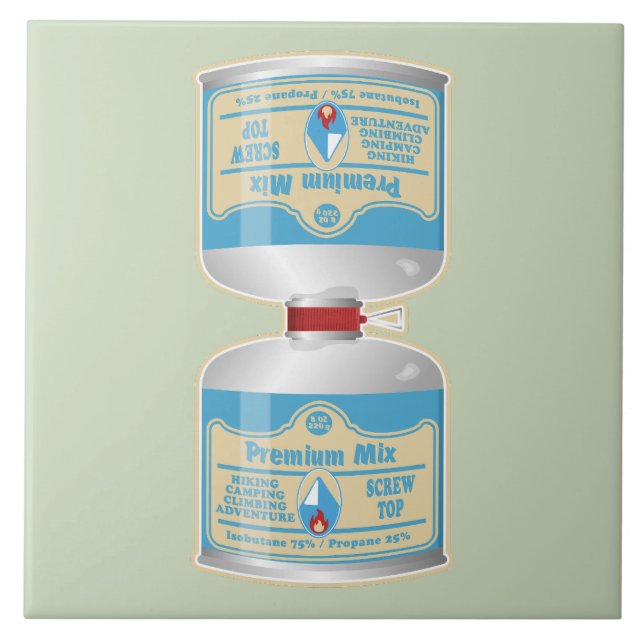 Azulejo Rellenando botes de gas para cocinas de campamento (Frente)