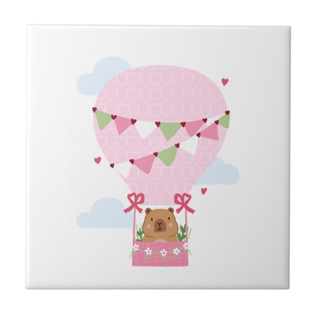 Azulejo Reloj de cumpleaños de capybara para niños (Frente)