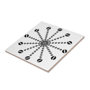 Azulejo Reloj de doce partes en blanco y negro arte de pun
