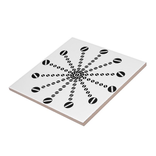 Azulejo Reloj de doce partes en blanco y negro arte de pun (Lado)