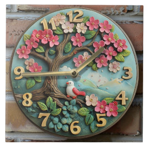 Azulejo reloj de pared de cerámica