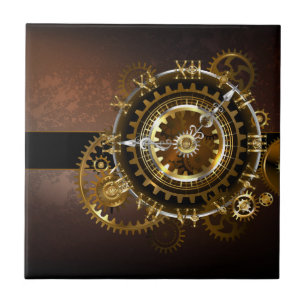 Azulejo Reloj de vapor con engranajes antiguos