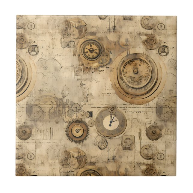 Azulejo Reloj de vapor de color rugoso (2) (Frente)