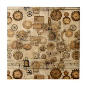 Azulejo Reloj de vapor de color rugoso (4)