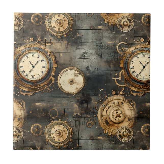 Azulejo Reloj de vapor de color rugoso (8) (Frente)