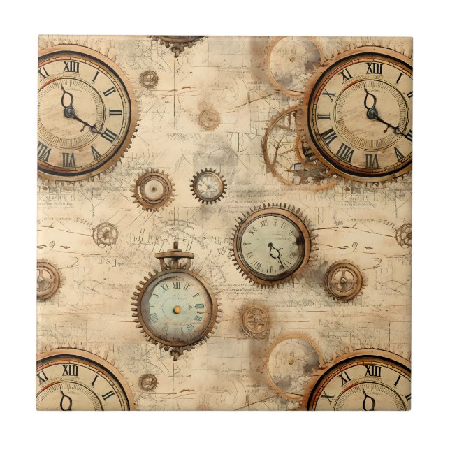 Azulejo Reloj de vapor de grano rugoso (6) (Frente)