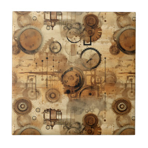 Azulejo Reloj Grunge Rústico Steampunk