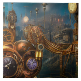 Azulejo reloj industrial futurista reloj temporal Cerámica