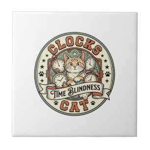 Azulejo Relojes Tiempo Ceguera Gato Relojes Tiempo Ceguera