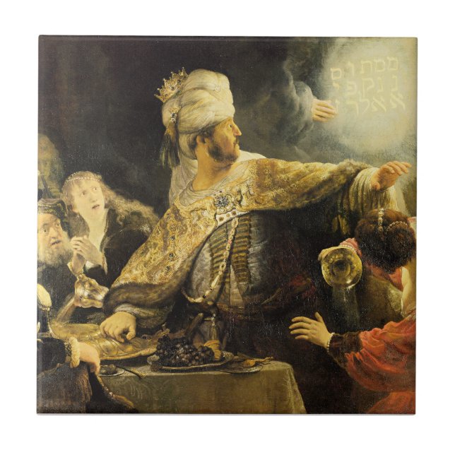 Azulejo Rembrandt - El festín de Baltasar, (Frente)