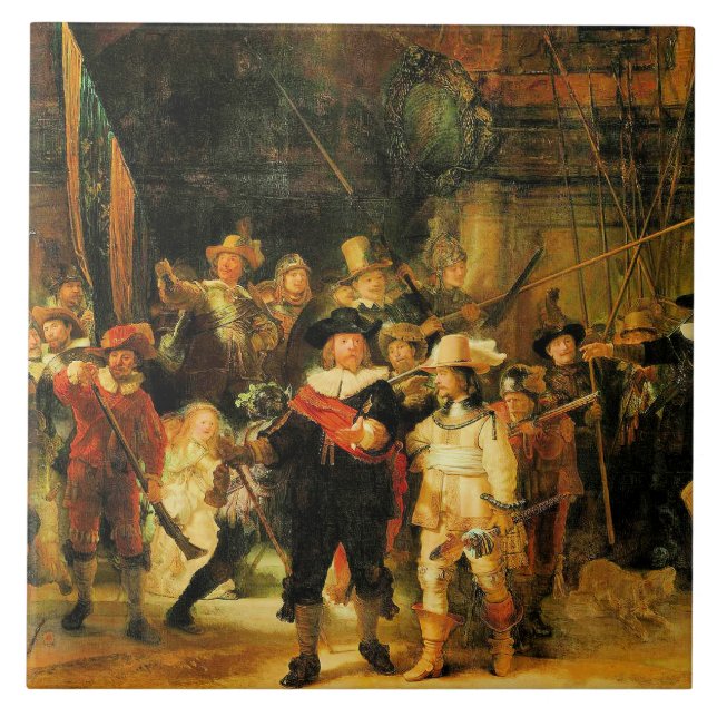 Azulejo Rembrandt - El reloj nocturno (Frente)