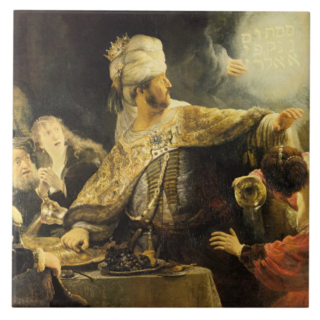 Azulejo Rembrandt - La fiesta de Belshazzar, (Frente)