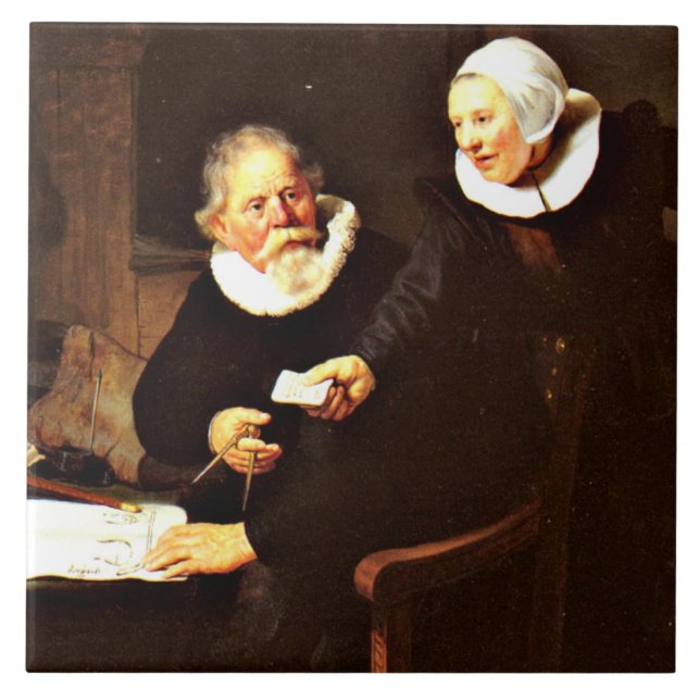 Azulejo Rembrandt: The Shipbuilder and his Wife, 1633 (Frente)