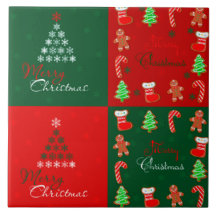 Remiendo de las Felices Navidad en verde y rojo