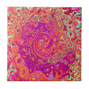 Azulejo Remolino de mármol coralino y púrpura abstracto re