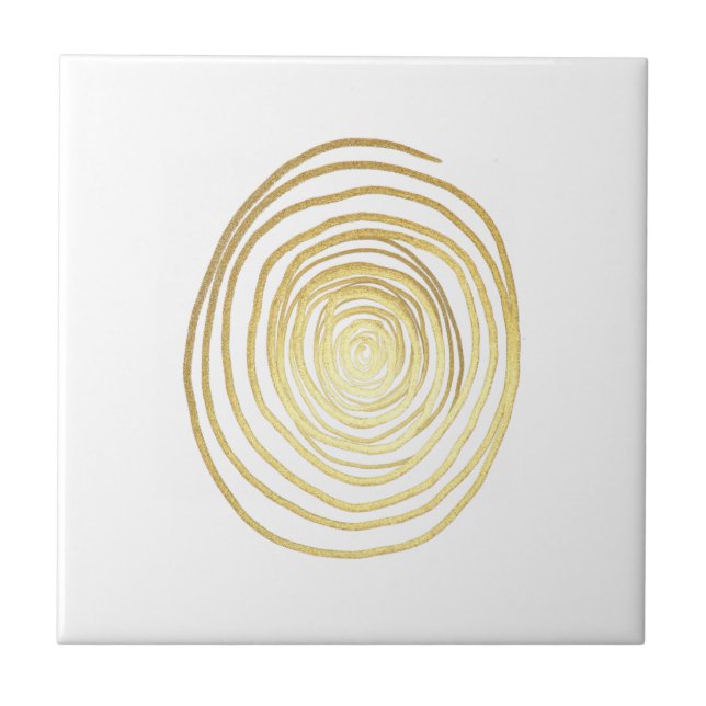Azulejo Remolino espiral pintado en falso oro brillante (Frente)