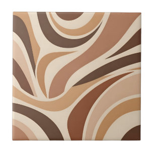 Azulejo Remolinos abstractos retro groovy tonos tierra neu