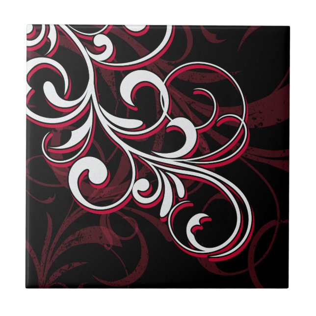 Azulejo Remolinos rojos y blancos (Frente)