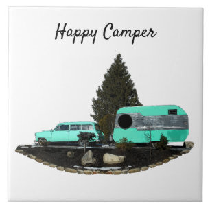 Azulejo Remolque de coches de camping retro Tile cerámico