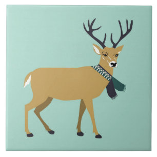 Azulejo Reno con una bufanda de invierno (animal Navidad)