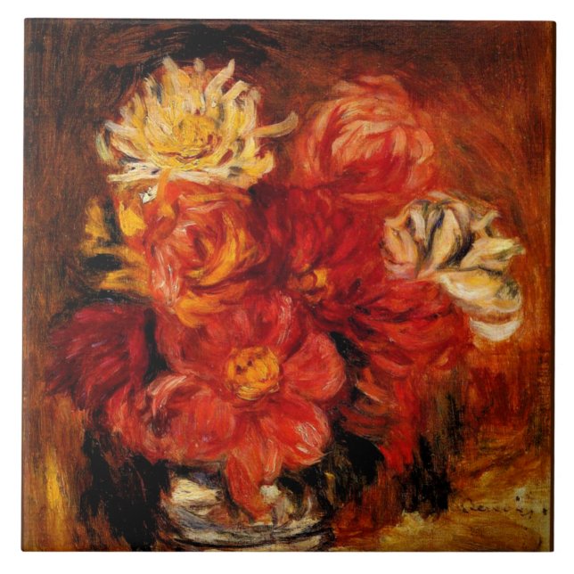 Azulejo Renoir - Dahlias, fine art painting, (Frente)