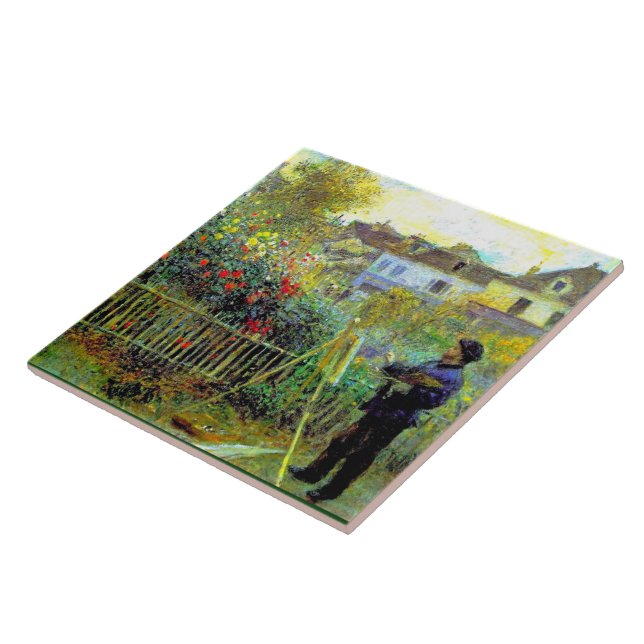 Azulejo Renoir - Monet pintando en su jardín (Lado)