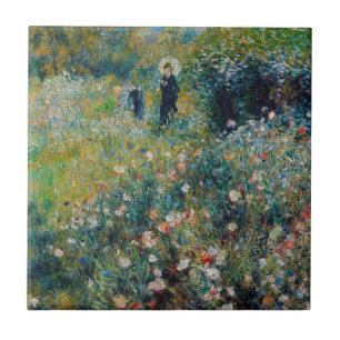 Azulejo Renoir - Mujer con un Paraguas en un Jardín