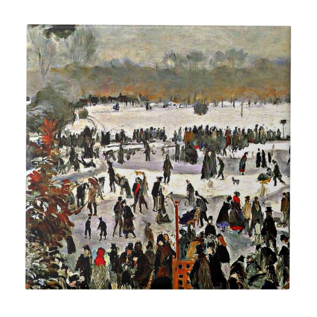 Azulejo Renoir - Patinadores en el Bois de Boulogne-1868 (Frente)