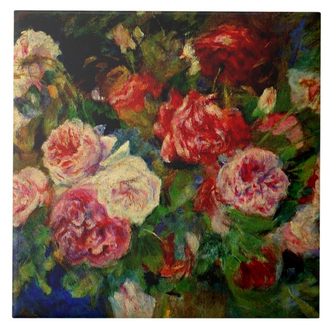 Azulejo Renoir - Rosas, pintura famosa, (Frente)