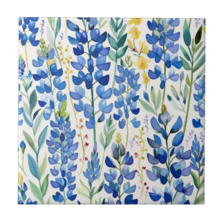 Azulejo Repetición Floral de Texas Bluebonnet